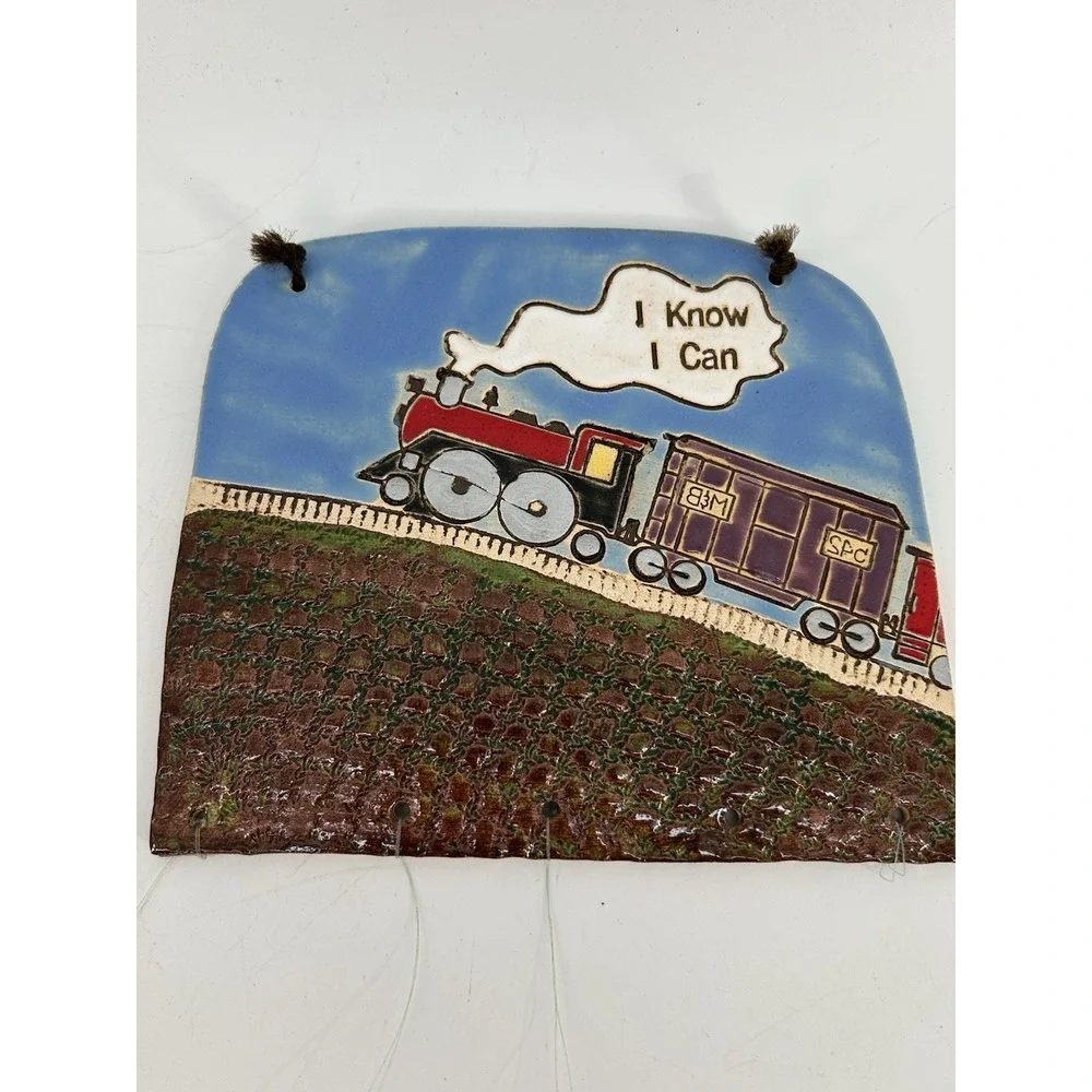 Vintage Handmade Ceramic Railroad Train Wind chime Decoration READ